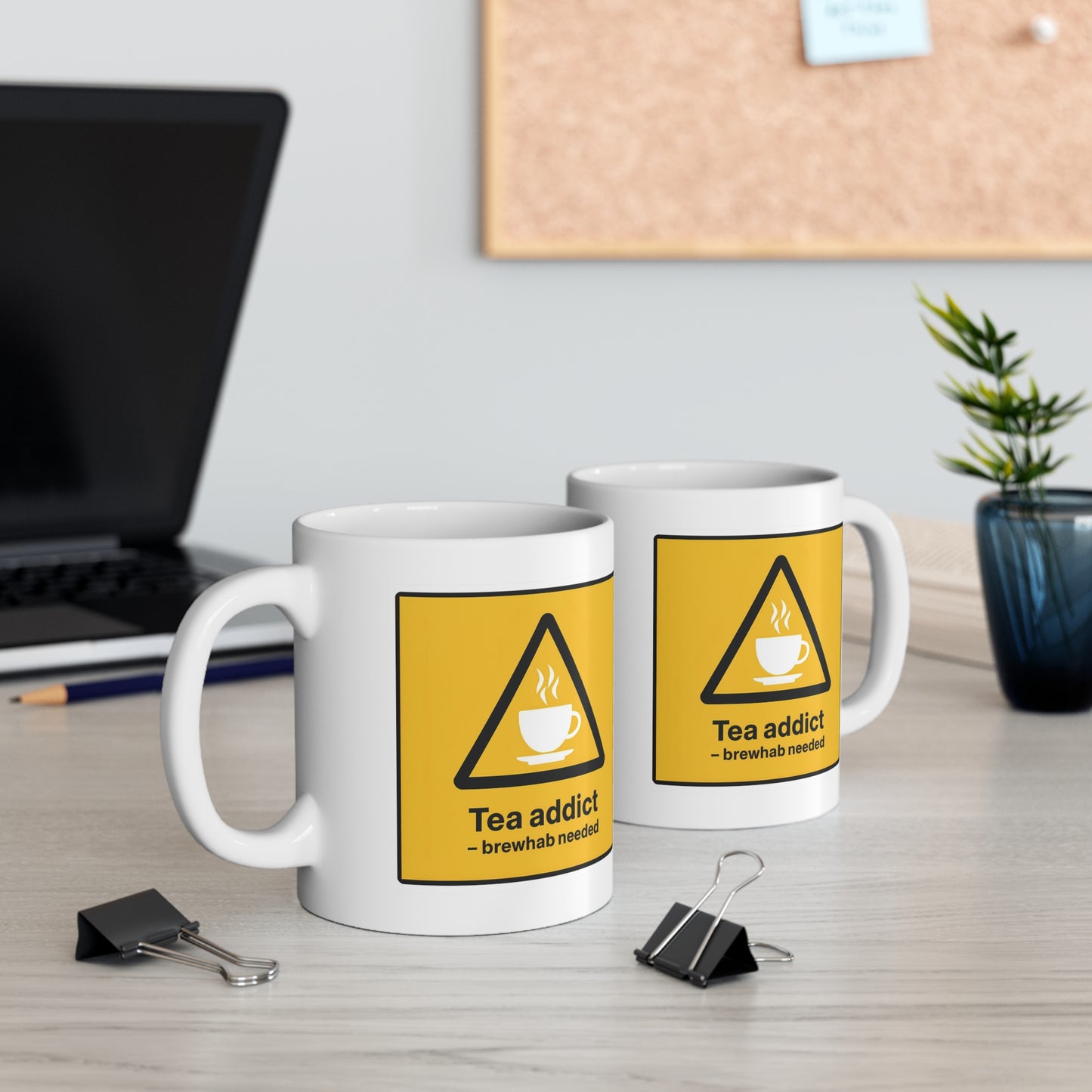 Funny Tea Mug for Tea Lovers | "Tea Addict" Warning Sign Cup