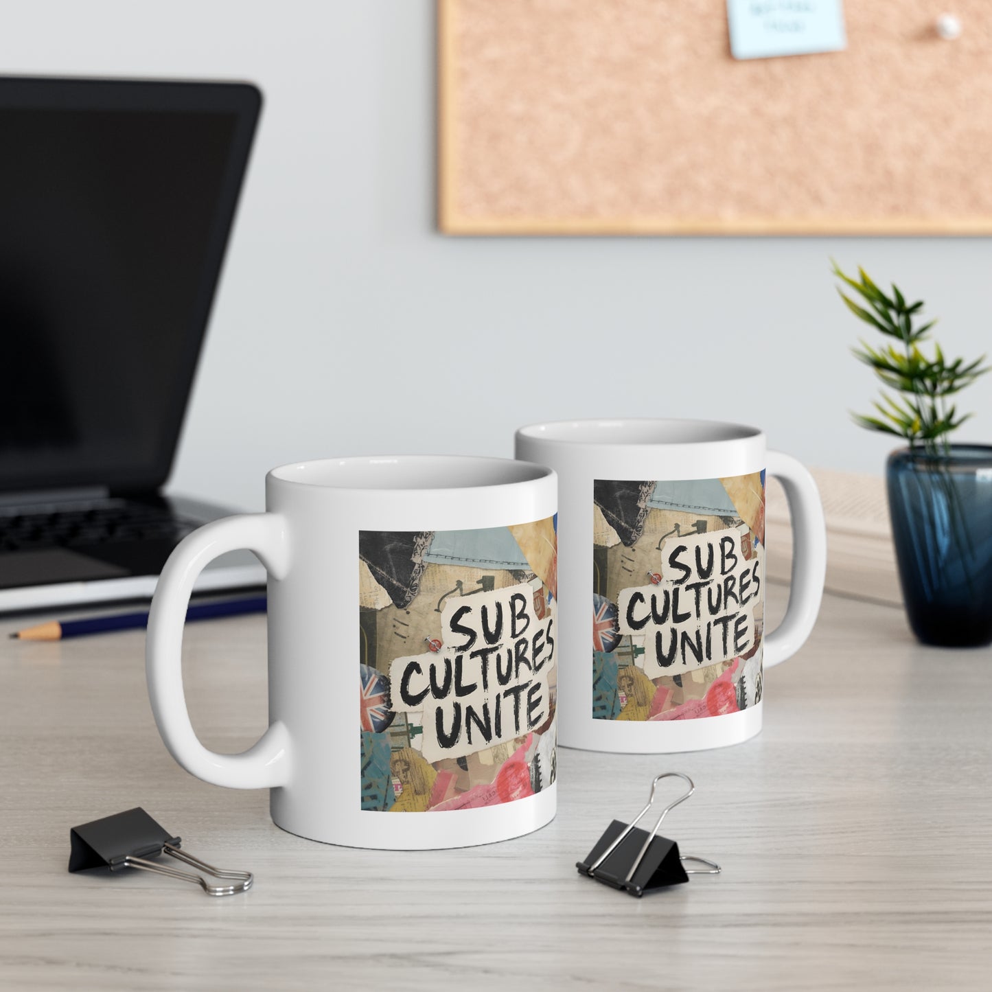 Subcultures Unite 11oz White Mug | Hipster Gift, Coffee Lover, Artistic Mug, Unique Drinkware, Alternative Culture