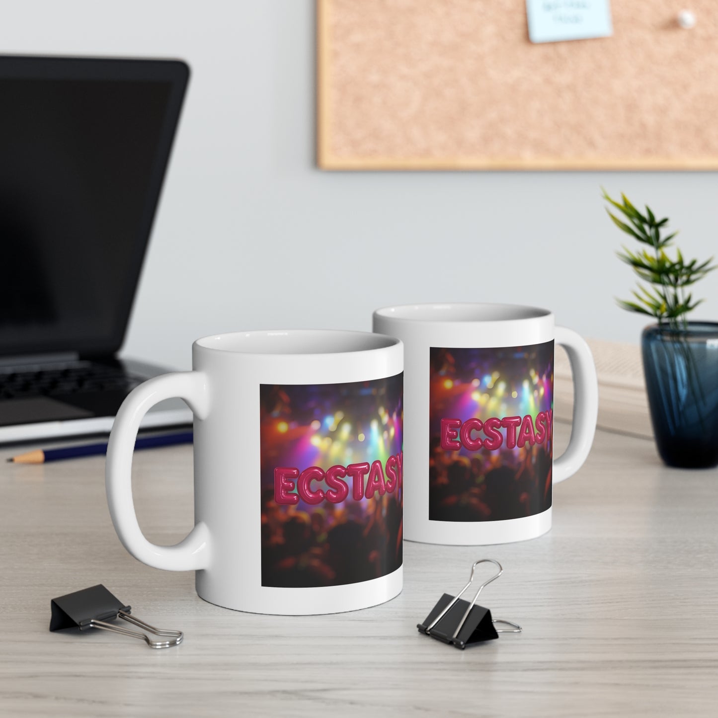 Ecstasy Party Mug | Fun Coffee Cup for Music Lovers, Festival Gift, Colorful Drinkware, Unique Student Present, Party Favor