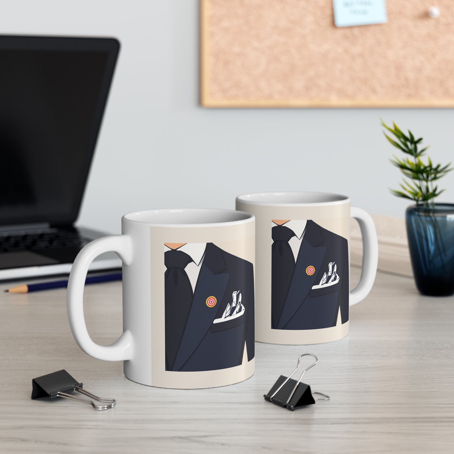 Stylish Business Mug, Professional Coffee Cup, Office Mug Gift, Elegant Mug for Him, Suit Design Tea Mug