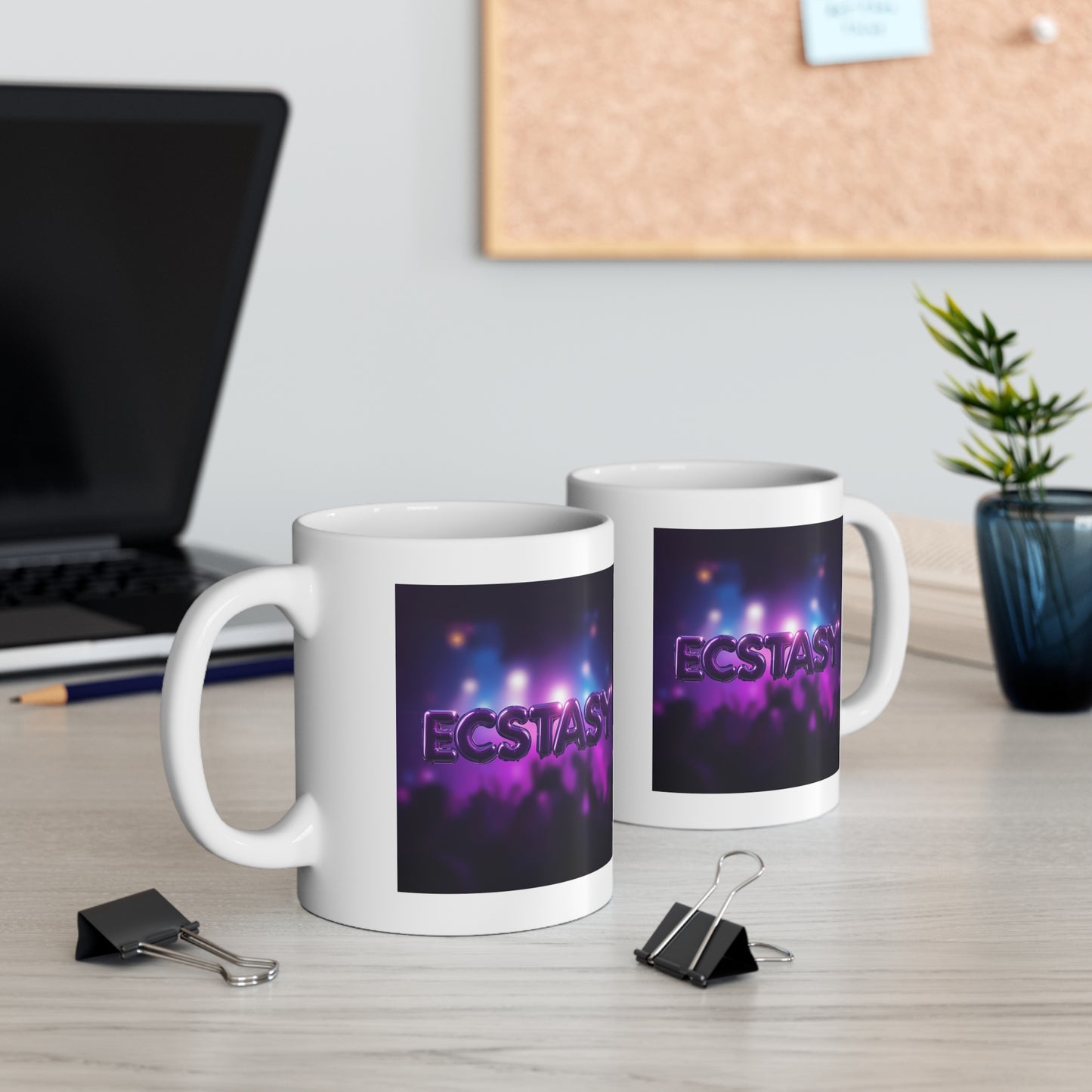Ecstasy 11oz White Mug | Perfect for Parties, Coffee Lovers, Cafe Decor, Motivational Gift, Music Events