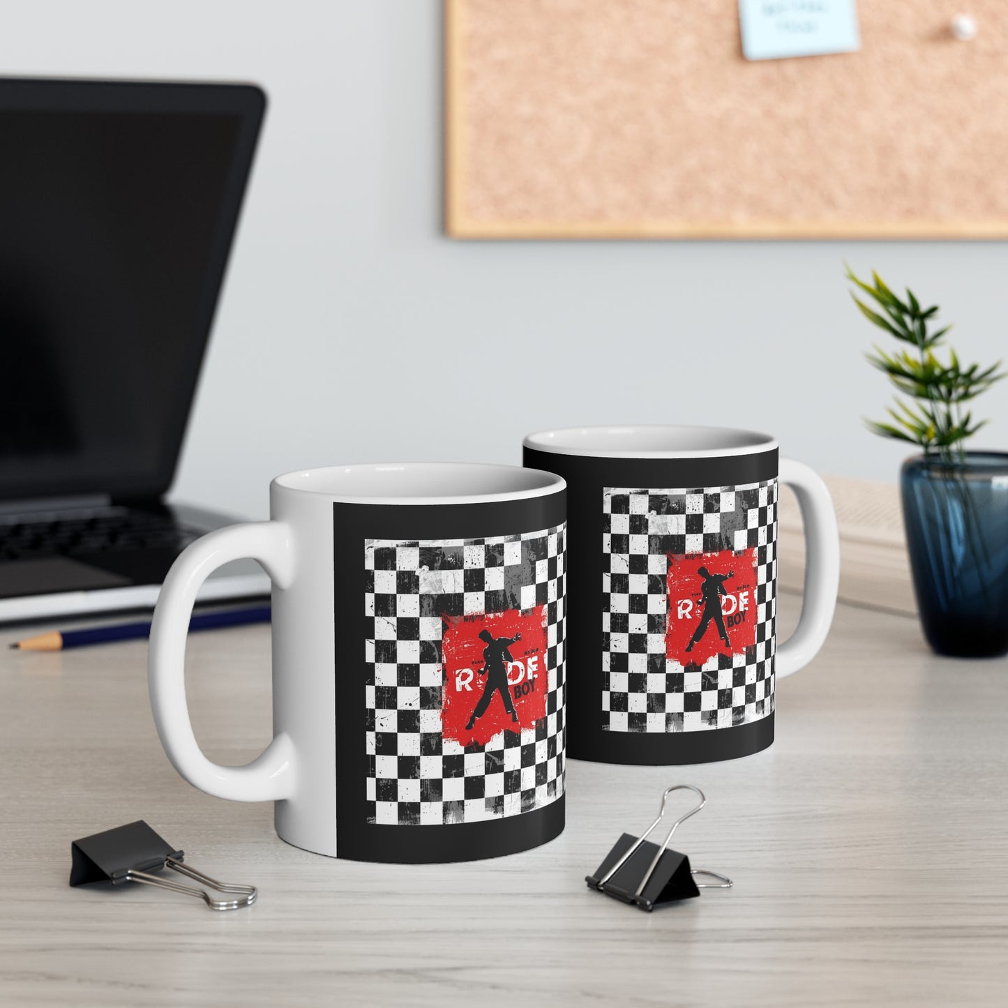 Stylish Checkerboard Mug with Retro Vibes, Perfect Gift for Coffee Lovers, Motorcycle Enthusiasts, and Unique Home Decor