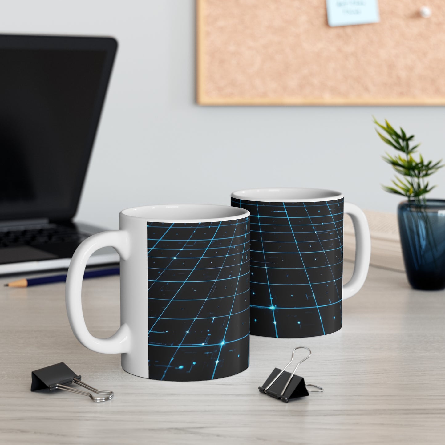 Digital Frontier Mug | Sci-Fi Cyberspace Grid Coffee Cup (11oz)