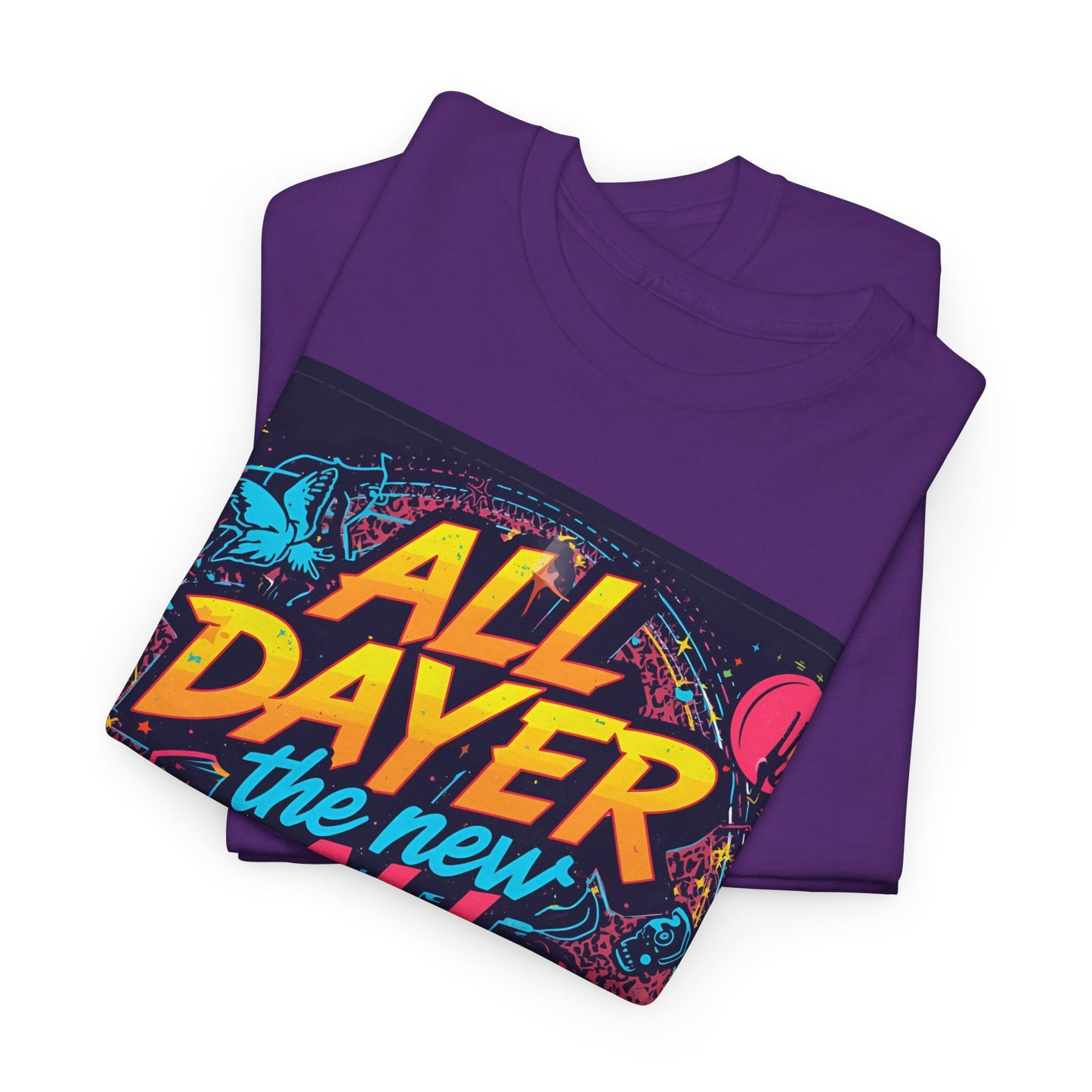 All Dayer All Nighter T-Shirt – Retro Rave Neon Graphic Tee (Gildan 5000)