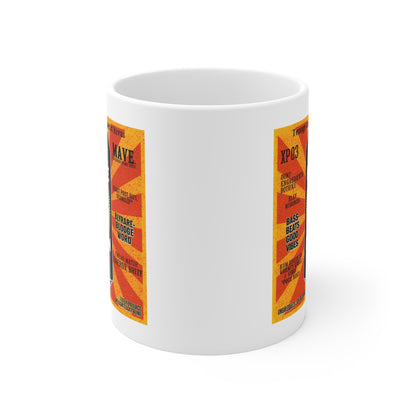 Vibrant 11oz White Mug with Retro Design, Perfect for Coffee Lovers, Home Décor, Housewarming Gift, Gift for Friends, Party Favor