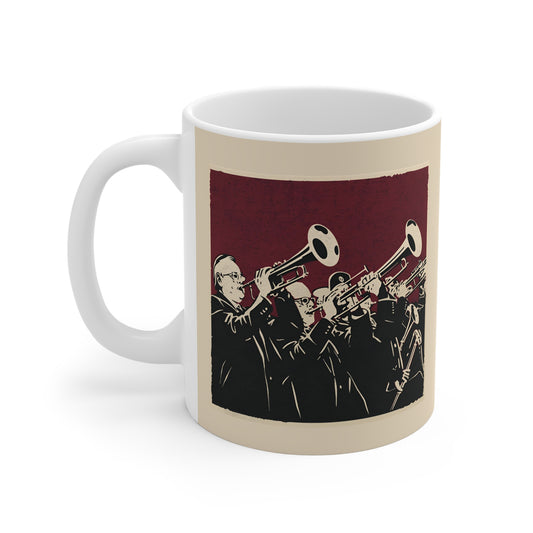 Vintage-Inspired Brass Band Mug | Perfect for Music Lovers, Jazz Enthusiasts, Gift for Musicians, Coffee or Tea Cup