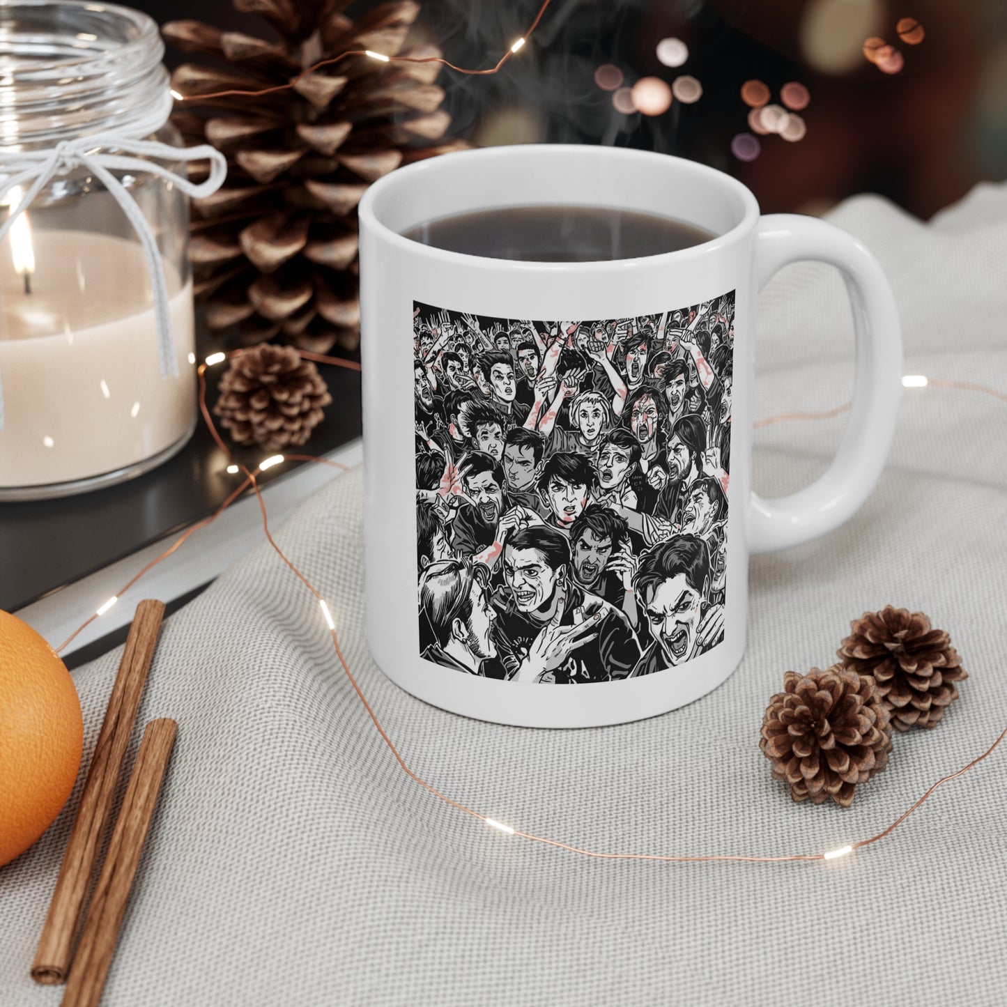 Crowd Energy 11oz White Mug, Gift for Music Lovers, Motivational Coffee Cup, Artwork Mug, Festival Vibes Mug