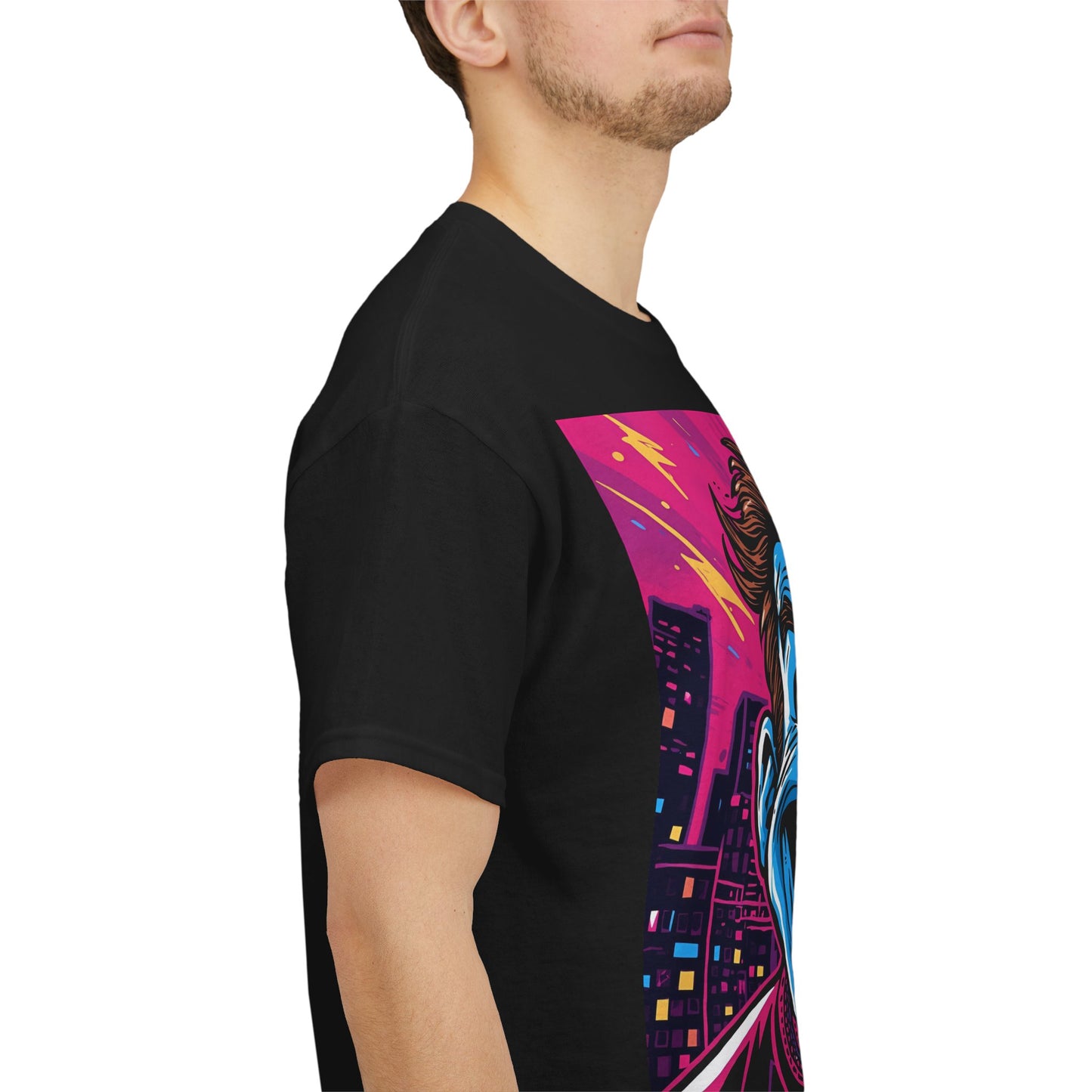 Electric Raver Neon T-Shirt – Comic Style EDM Graphic on Gildan 5000