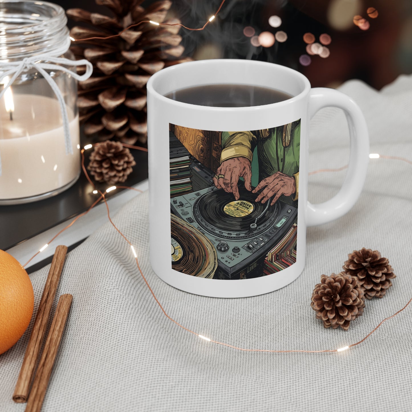 DJ Inspired Coffee Mug, Music Lover Gift, Vinyl Enthusiast Cup, Tea Mug, Retro Music Decor, Gift for DJs