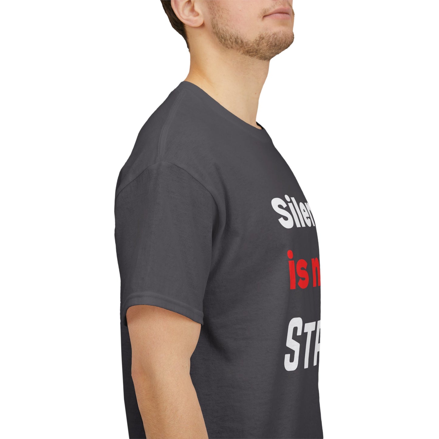 Silence Is Not Strength T-Shirt – Men's Mental Health & Fitness Wear – Charcoal