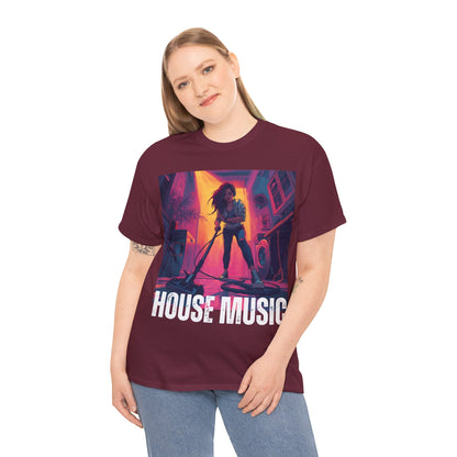 House Music Graphic T-Shirt – Retro EDM Design on Gildan 5000