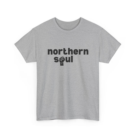 Northern Soul Fist T-Shirt – Typographic Subculture Wear – Sports Grey