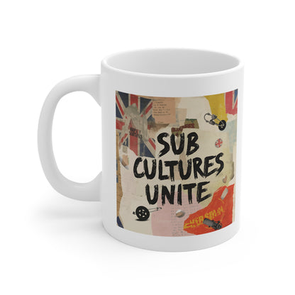 Bold Subcultures Unite Mug | 11oz White Coffee Cup for Creative Souls, Unique Gift for Artists, Tea Lovers, and Trendsetters