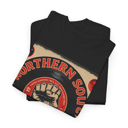 Northern Soul Forever T-Shirt – Vinyl Record & Fist Design – Black