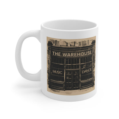 Vintage Warehouse Music Dance Mug, Cozy Coffee Cup, Gift for Music Lovers, Retro Mug for Celebrations, Holiday Drinkware
