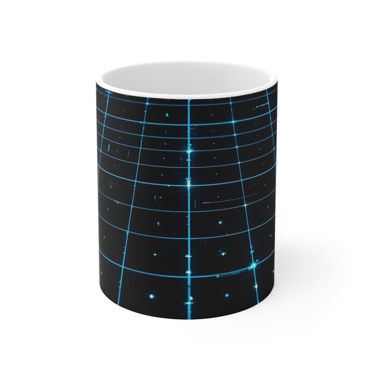 Digital Frontier Mug | Sci-Fi Cyberspace Grid Coffee Cup (11oz)