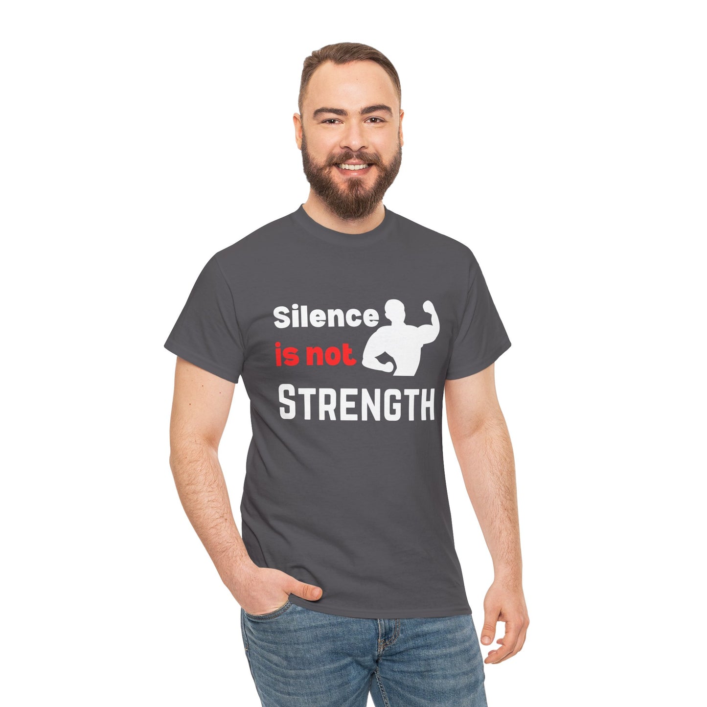 Silence Is Not Strength T-Shirt – Men's Mental Health & Fitness Wear – Charcoal