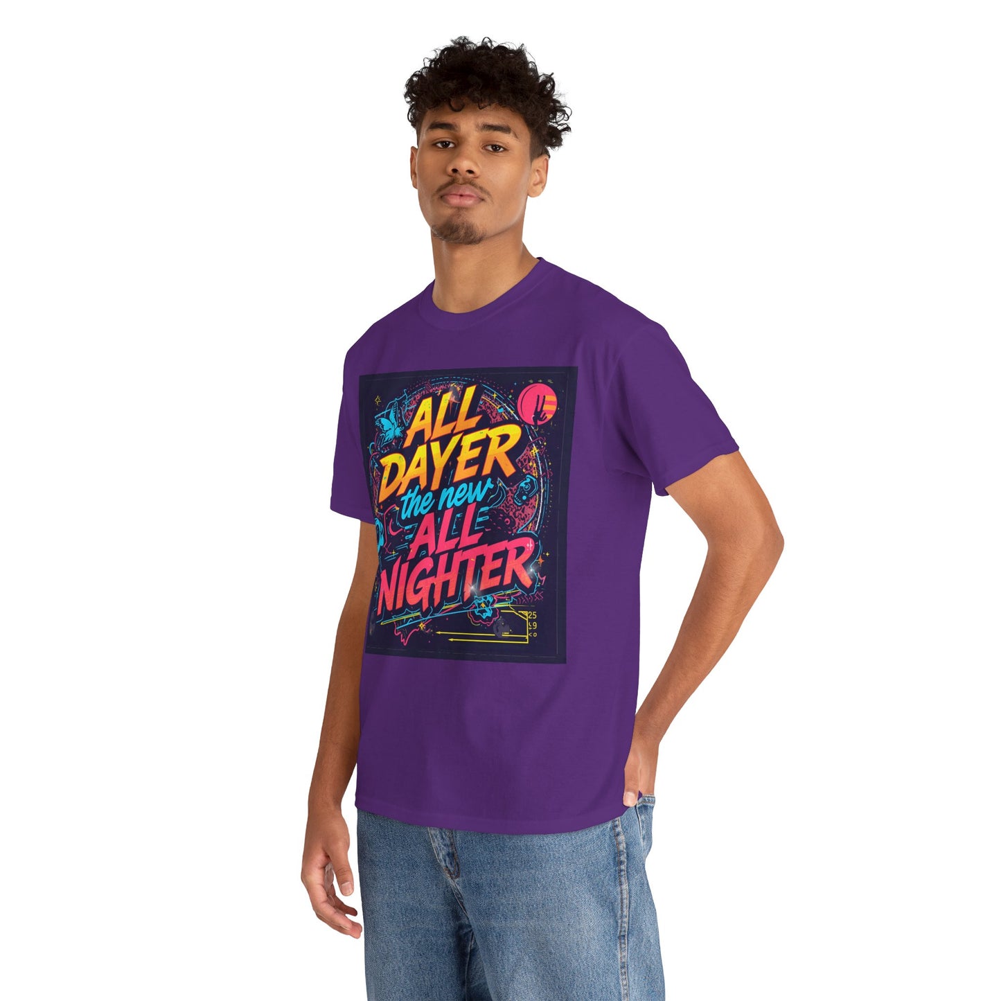 All Dayer All Nighter T-Shirt – Retro Rave Neon Graphic Tee (Gildan 5000)