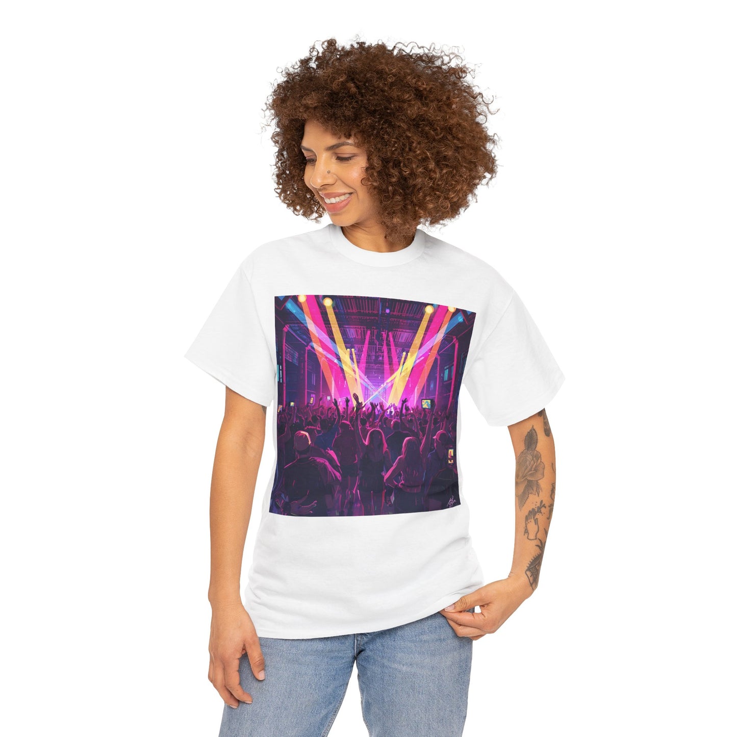 Neon Rave Crowd T-Shirt – Electric Dance Floor Party Tee (Gildan 5000)