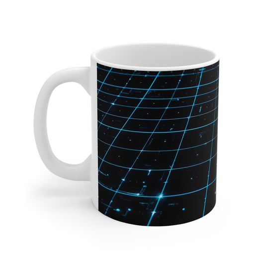 Digital Frontier Mug | Sci-Fi Cyberspace Grid Coffee Cup (11oz)
