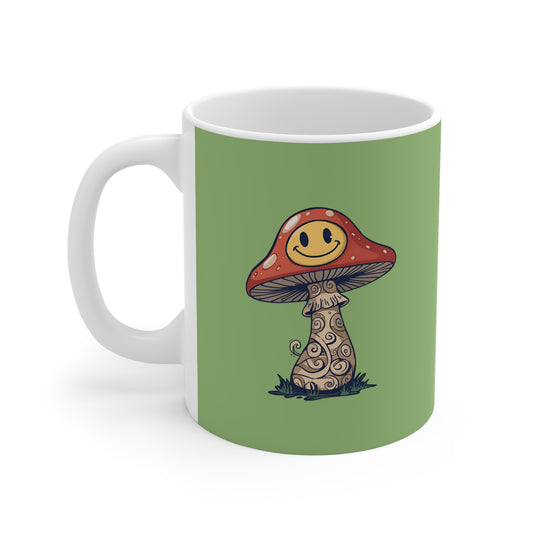 Smiley Mushroom Mug | Cute Coffee Cup, Gift for Garden Lovers, Whimsical Tea Mug, Fun Home Decor, Eco-Friendly Drinkware