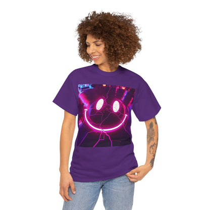 Neon Smiley Rave T-Shirt – Cracked Vinyl Acid House Tee (Gildan 5000)