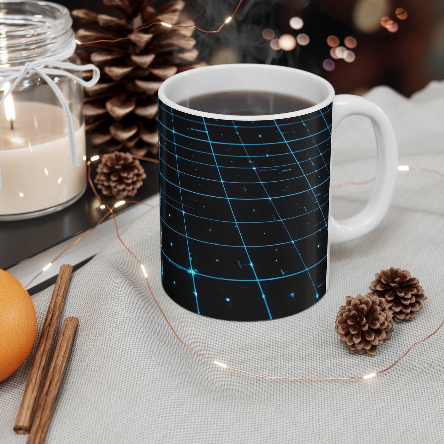 Digital Frontier Mug | Sci-Fi Cyberspace Grid Coffee Cup (11oz)