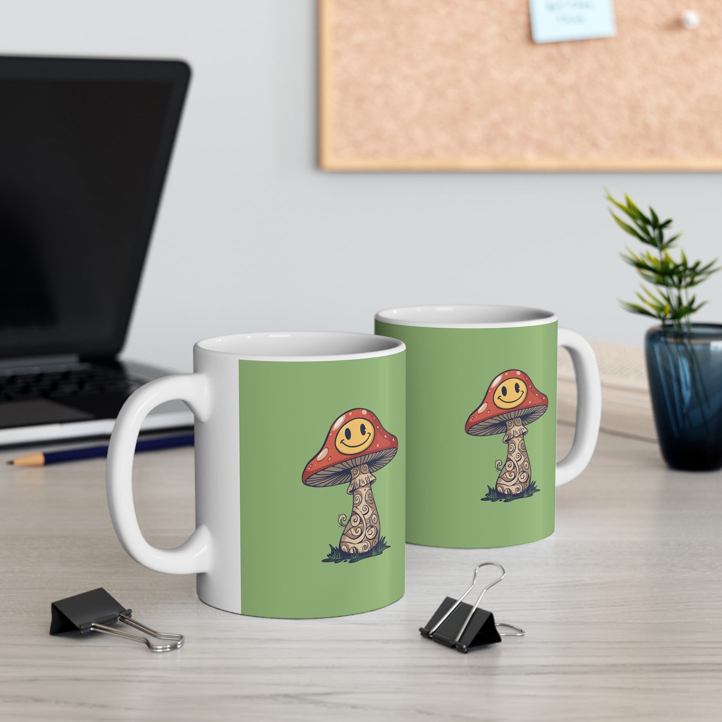 Smiley Mushroom Mug | Cute Coffee Cup, Gift for Garden Lovers, Whimsical Tea Mug, Fun Home Decor, Eco-Friendly Drinkware