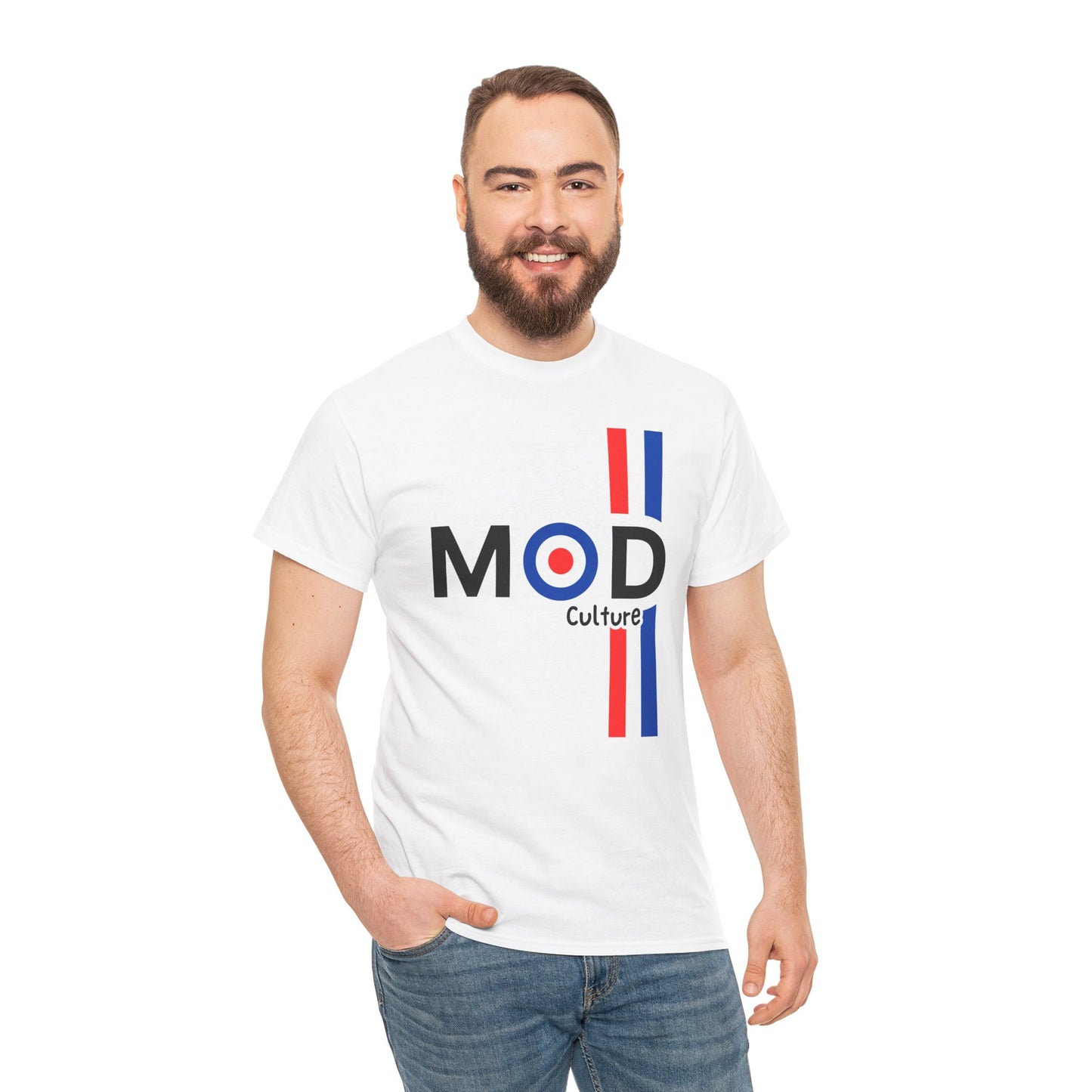 Mod Culture T-Shirt – Minimalist Bullseye & Stripes Wear – White