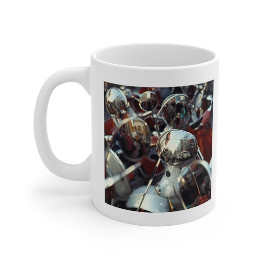 Reflective Scooter Mug, Coffee Cup, Motorcycle Lover Gift, Biker Tea Mug, Unique Home Decor for Riders