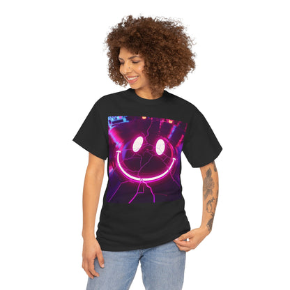 Neon Smiley Rave T-Shirt – Cracked Vinyl Acid House Tee (Gildan 5000)