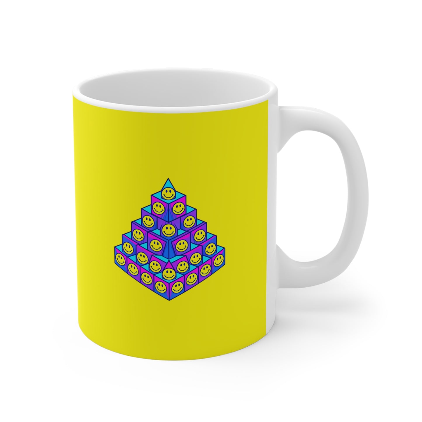 Cheerful Pyramid Mug | Fun Coffee Cup, Happy Gift, Colorful Drinkware, Smiley Face Mug, Bright Kitchenware