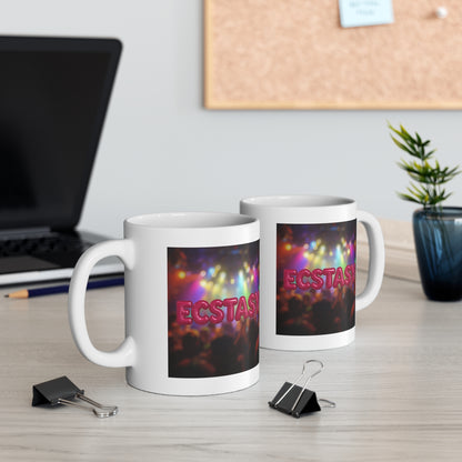 Ecstasy Party Mug | Fun Coffee Cup for Music Lovers, Festival Gift, Colorful Drinkware, Unique Student Present, Party Favor