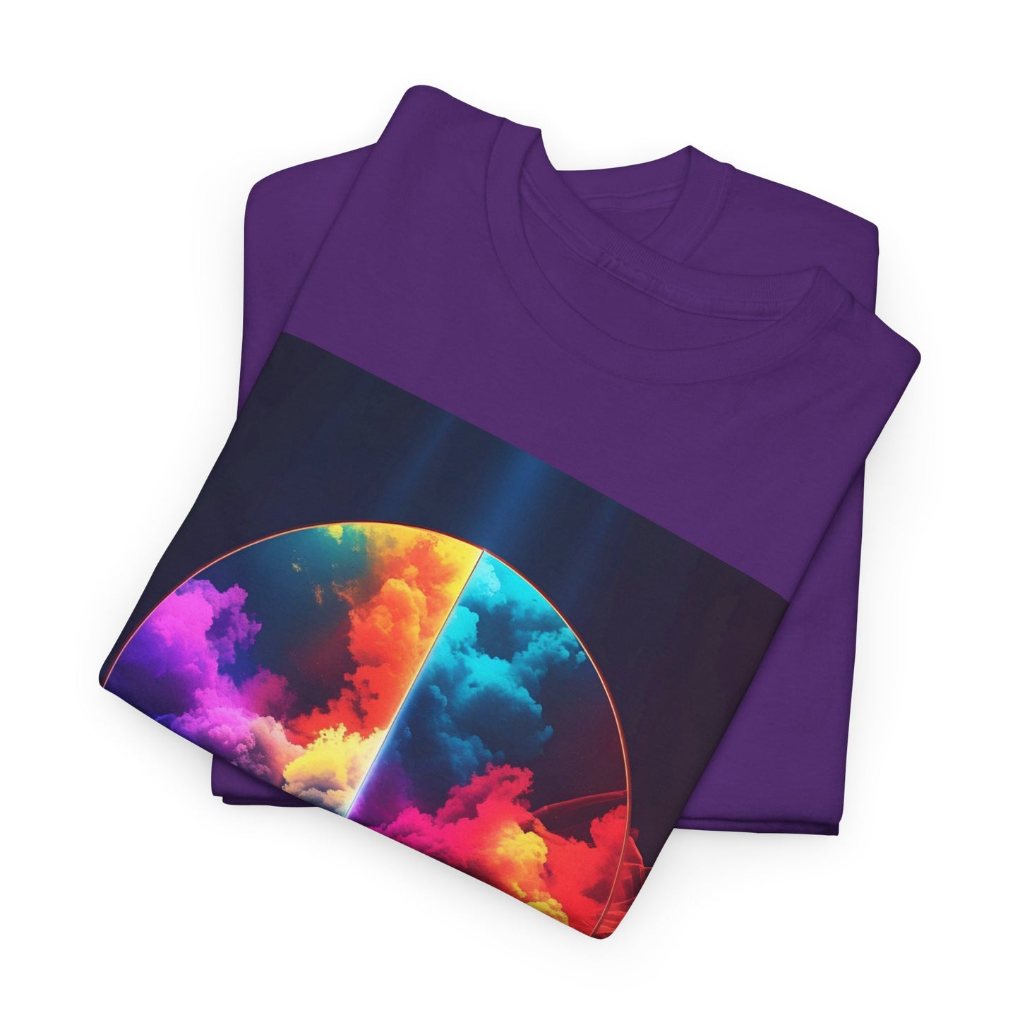 Psychedelic Dual Reality T-Shirt – Abstract & Neon Wear – Purple