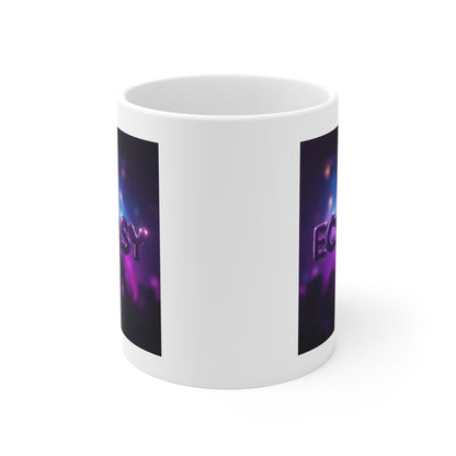 Ecstasy 11oz White Mug | Perfect for Parties, Coffee Lovers, Cafe Decor, Motivational Gift, Music Events