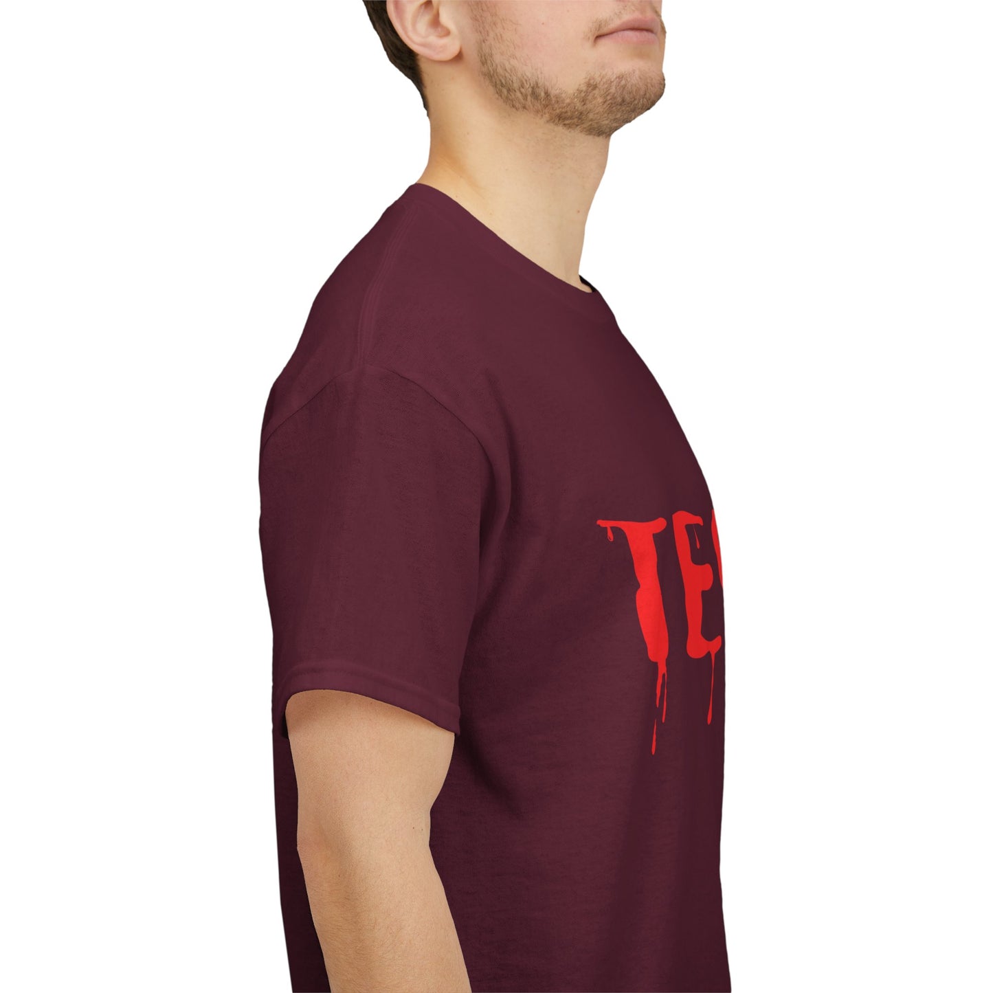 Techno Dripping T-Shirt – Edgy Music & Rave Wear – Maroon