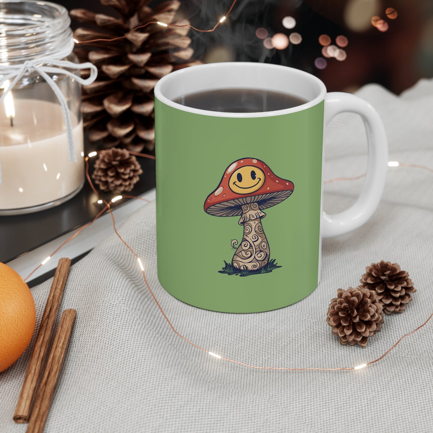 Smiley Mushroom Mug | Cute Coffee Cup, Gift for Garden Lovers, Whimsical Tea Mug, Fun Home Decor, Eco-Friendly Drinkware