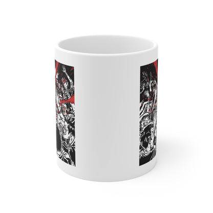 Gothic Skull Mug, 11oz Coffee Cup, Edgy Drinkware, Halloween Gift, Alternative Art, Unique Home Decor