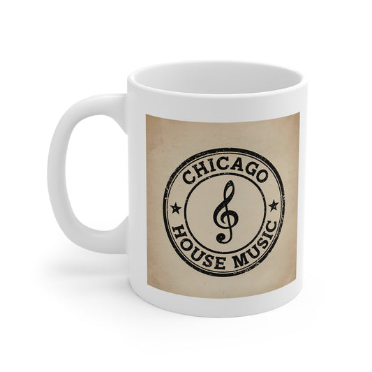 Vintage Chicago House Music Mug, Coffee Cup, Gift for Music Lovers, Retro Vibe, Perfect for Holidays, Home and Office Decor