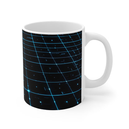 Digital Frontier Mug | Sci-Fi Cyberspace Grid Coffee Cup (11oz)