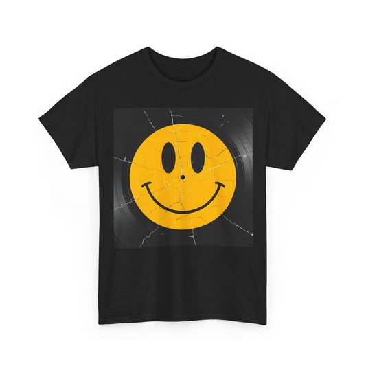 Acid House Smiley T-Shirt – Cracked Vinyl Rave Heritage Tee (Gildan 5000)