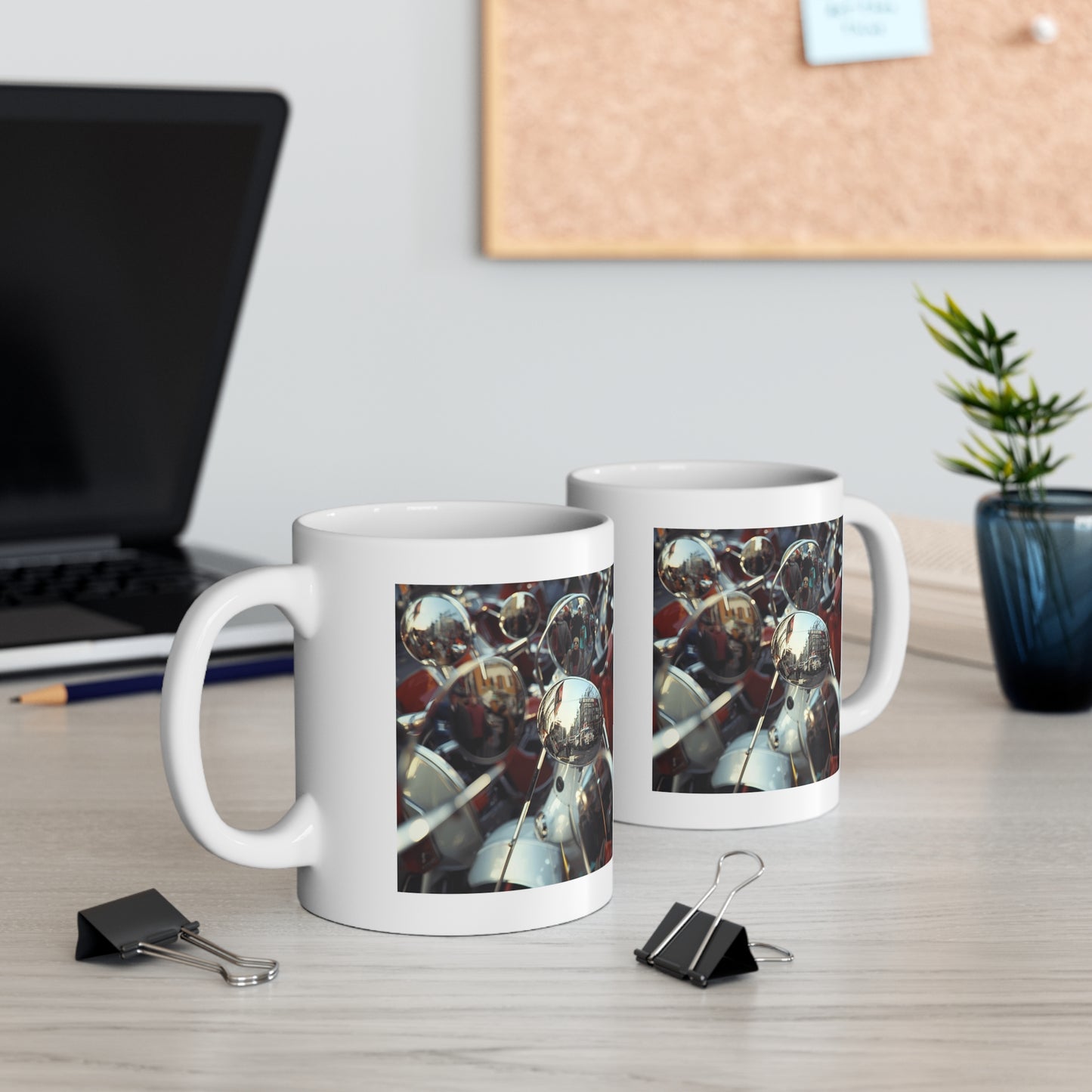 Reflective Scooter Mug, Coffee Cup, Motorcycle Lover Gift, Biker Tea Mug, Unique Home Decor for Riders