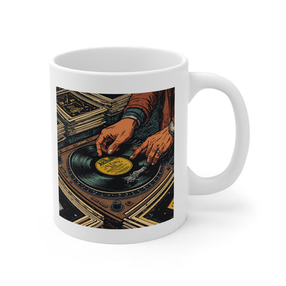 DJ Vinyl Record Mug - Music Lover Gift, Coffee Cup for DJs, Retro Record Player Design, Unique Gift for Musicians, Perfect for Holidays