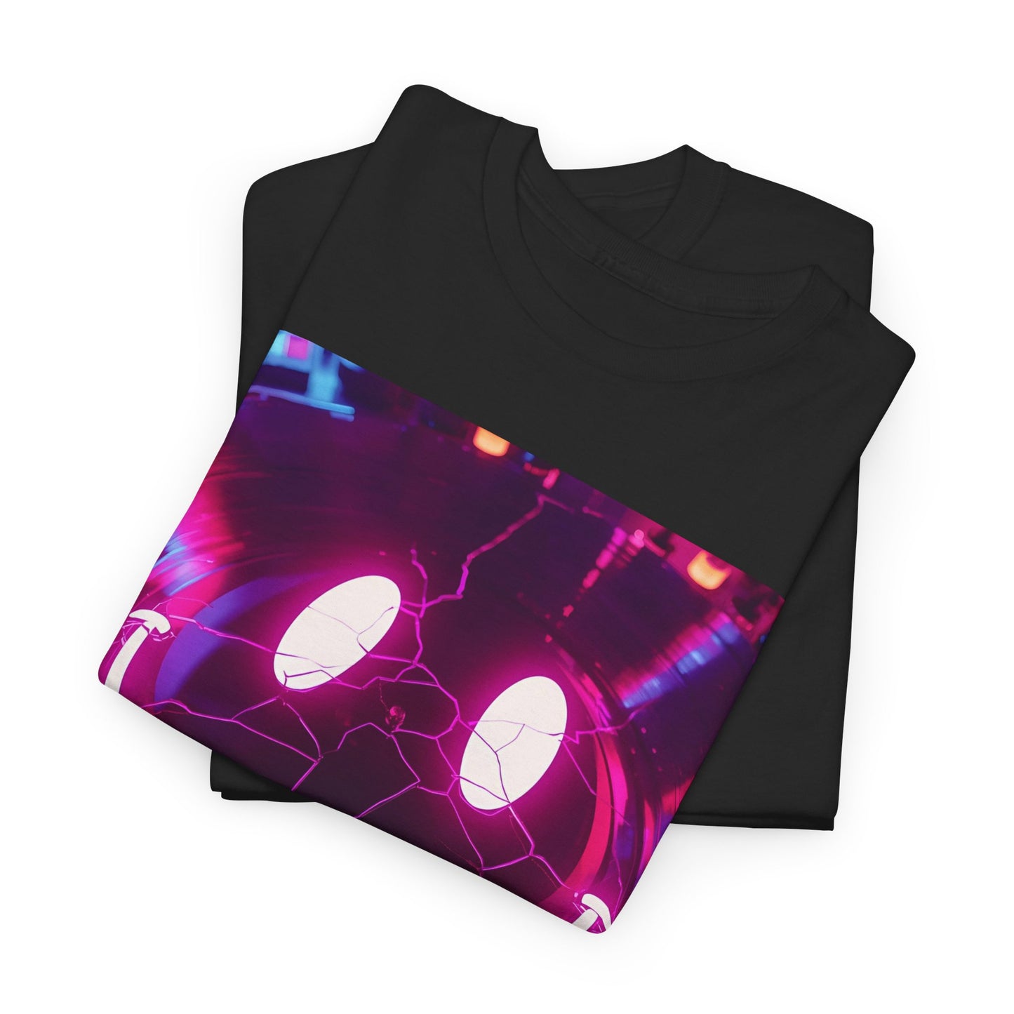 Neon Smiley Rave T-Shirt – Cracked Vinyl Acid House Tee (Gildan 5000)