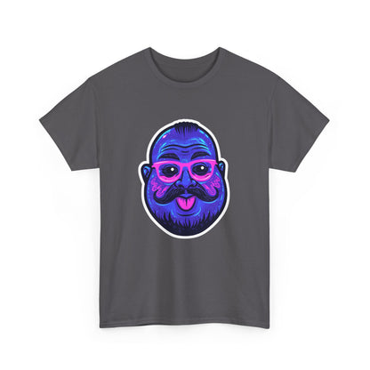 Neon Bearded Face Graphic T-Shirt – Gildan 5000 Heavyweight Cotton
