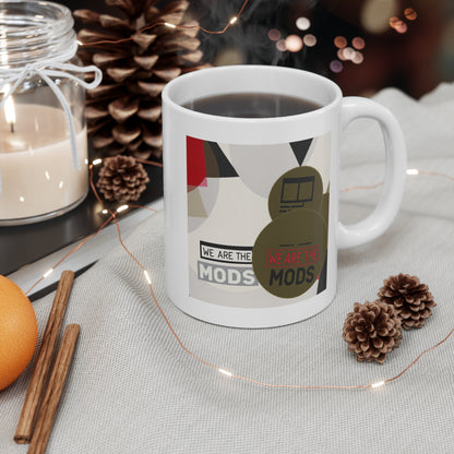 Mod-Inspired 11oz White Mug | Unique Gift for Music Lovers, Retro Coffee Cup, Fun Home Decor, Office Mug, Holiday Present