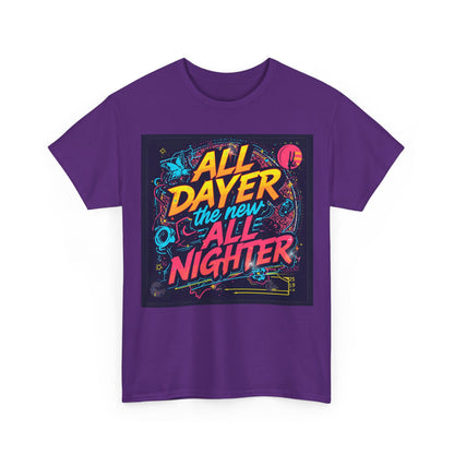 All Dayer All Nighter T-Shirt – Retro Rave Neon Graphic Tee (Gildan 5000)