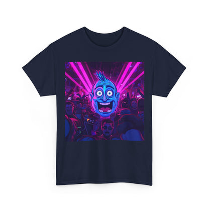 Neon Rave Cartoon Face T-Shirt – EDM Party Vibes Tee (Gildan 5000)