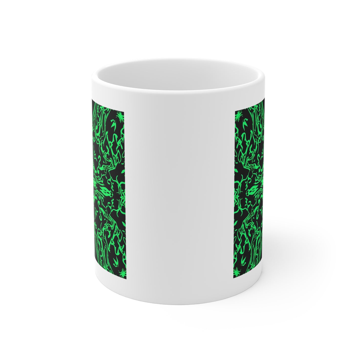 Gothic Green Mandala Mug, Spiritual Coffee Cup, Unique Gift for Tea Lovers, Halloween Decor, Artistic Drinkware