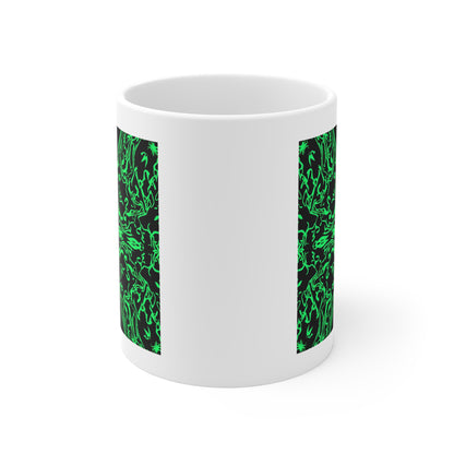 Gothic Green Mandala Mug, Spiritual Coffee Cup, Unique Gift for Tea Lovers, Halloween Decor, Artistic Drinkware
